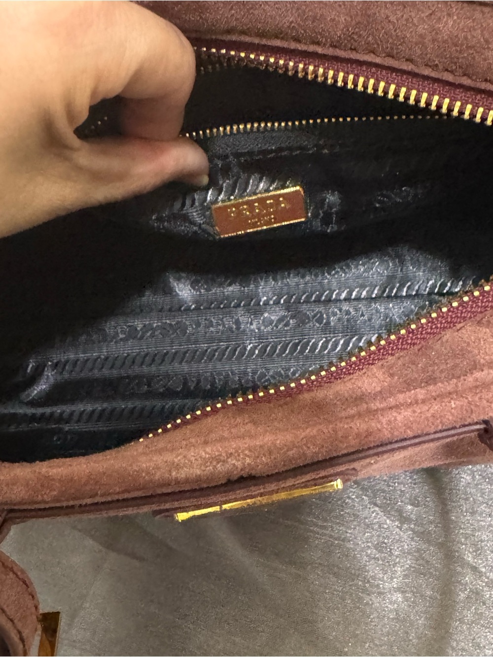 Prada Brown Suede Satchel Bag - Picture 4 of 16